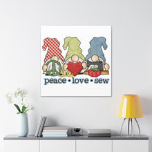 Peace, Love, Sew Gnomes - Canvas Gallery Wraps - White