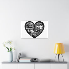 Black Sewing Word Cloud - Canvas Gallery Wraps