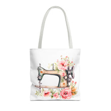 Blue Floral Sewing Machine Tote Bag