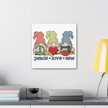 Peace, Love, Sew Gnomes - Canvas Gallery Wraps - White