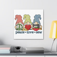 Peace, Love, Sew Gnomes - Canvas Gallery Wraps - White