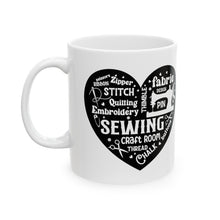 Black Sewing Word Cloud Ceramic Mug, (11oz, 15oz)