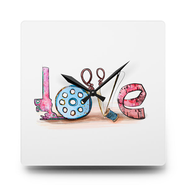 Sewing Love Acrylic Wall Clock