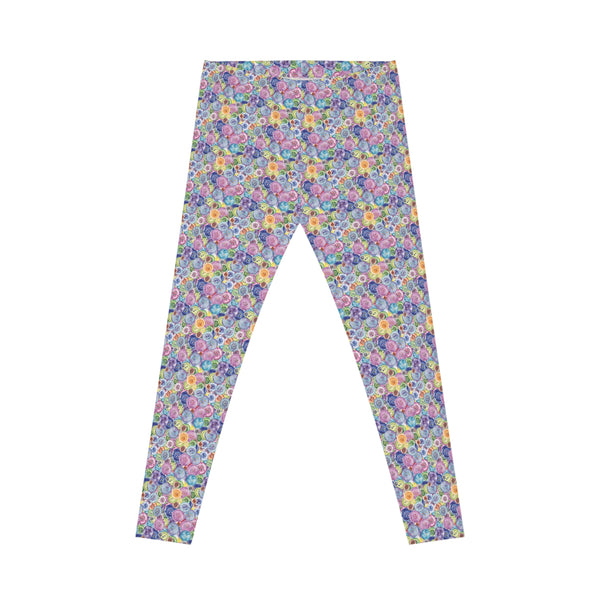 Packed Watercolor Buttons Casual Leggings