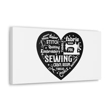 Black Sewing Word Cloud - Canvas Gallery Wraps