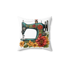 Vintage Floral Sewing Machine Spun Polyester Square Pillow