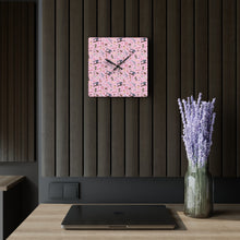 Sewing Elements Pink Acrylic Wall Clock