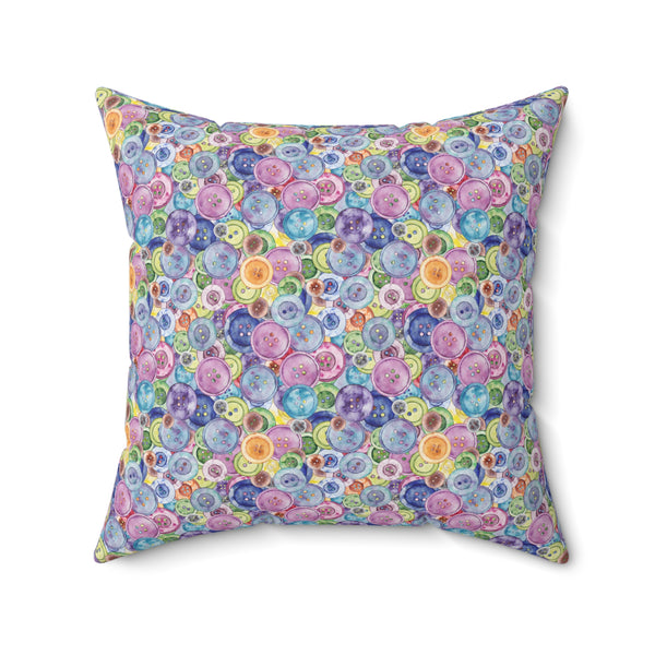 Packed Watercolor Buttons Spun Polyester Square Pillow