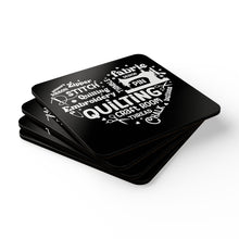 Quilting Word Cloud Corkwood Coaster Set - Black