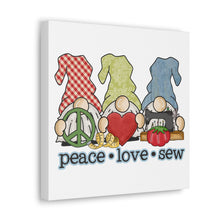 Peace, Love, Sew Gnomes - Canvas Gallery Wraps - White