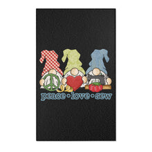 Peace, Love, Sew Gnomes Area Rugs - Black