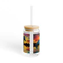 Colorful Modern Horse Sipper Glass, 16oz