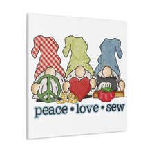 Peace, Love, Sew Gnomes - Canvas Gallery Wraps - White