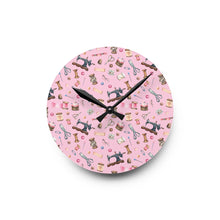 Sewing Elements Pink Acrylic Wall Clock