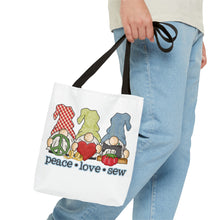 Peace, Love, Sew Gnomes Tote Bag