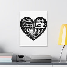 Black Sewing Word Cloud - Canvas Gallery Wraps