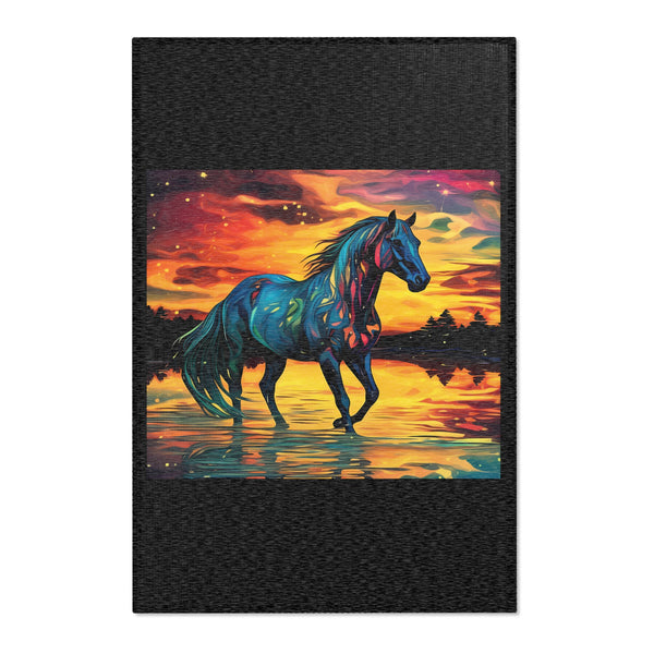 Colorful Modern Horse Area Rugs - White