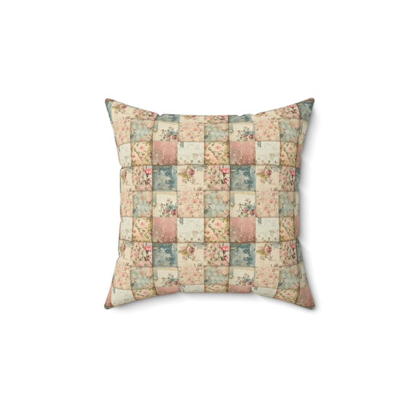 Vintage Patchwork Pattern 1 Spun Polyester Square Pillow