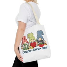 Peace, Love, Sew Gnomes Tote Bag