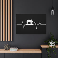 Sewing Machine Heart Beat - Black - Canvas Gallery Wraps