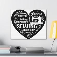 Black Sewing Word Cloud - Canvas Gallery Wraps