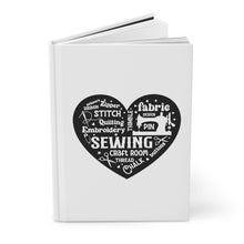 Black Sewing Word Cloud Hardcover Journal Matte