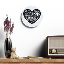 Black Sewing Word Cloud Acrylic Wall Clock