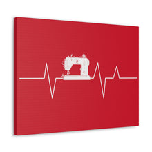 Sewing Machine Heart Beat - Red - Canvas Gallery Wraps