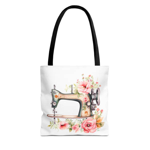 Blue Floral Sewing Machine Tote Bag