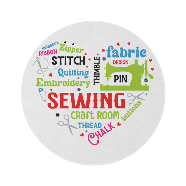 Colorful Sewing Word Cloud Round Rug