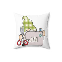 Gnome & Sewing Machine 2 Spun Polyester Square Pillow