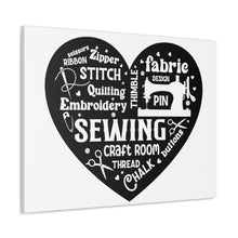 Black Sewing Word Cloud - Canvas Gallery Wraps