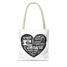 Black Sewing Word Cloud Tote Bag