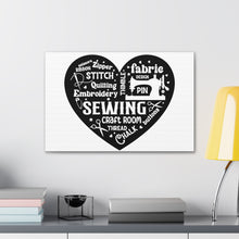 Black Sewing Word Cloud - Canvas Gallery Wraps