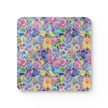 Packed Watercolor Buttons Corkwood Coaster Set