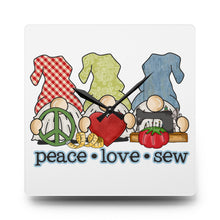 Peace, Love, Sew Gnomes Acrylic Wall Clock