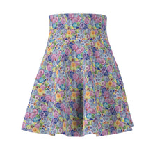 Packed Watercolor Buttons Skater Skirt