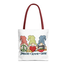 Peace, Love, Sew Gnomes Tote Bag