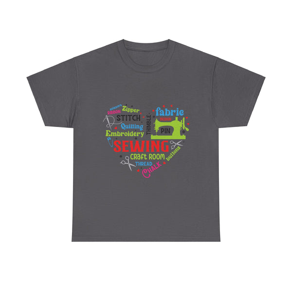 Colorful Sewing Word Cloud Unisex Heavy Cotton Tee