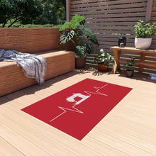 Sewing Machine Heart Beat Outdoor Rug - Red