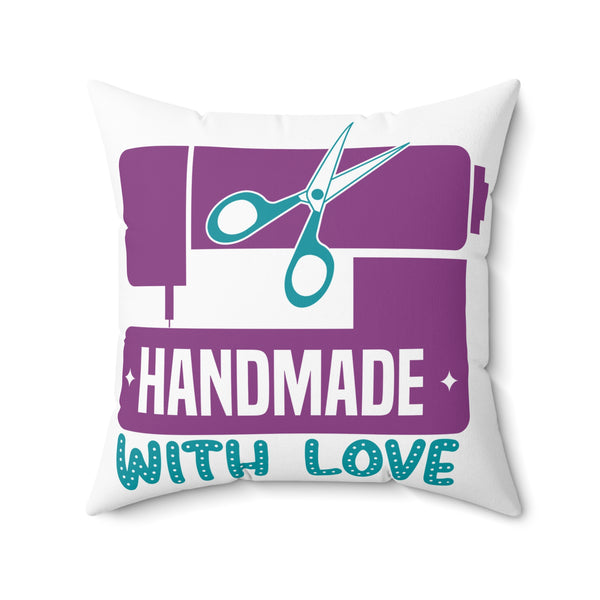 Handmade with Love Spun Polyester Square Pillow