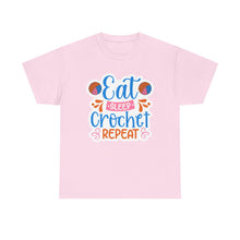 Eat Sleep Crochet Repeat Unisex Heavy Cotton Tee