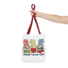 Peace, Love, Sew Gnomes Tote Bag