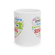 Colorful Sewing Word Cloud Ceramic Mug, (11oz, 15oz)