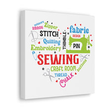 Colorful Sewing Word Cloud - Canvas Gallery Wraps