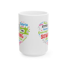 Colorful Sewing Word Cloud Ceramic Mug, (11oz, 15oz)