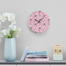 Sewing Elements Pink Acrylic Wall Clock