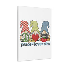 Peace, Love, Sew Gnomes - Canvas Gallery Wraps - White