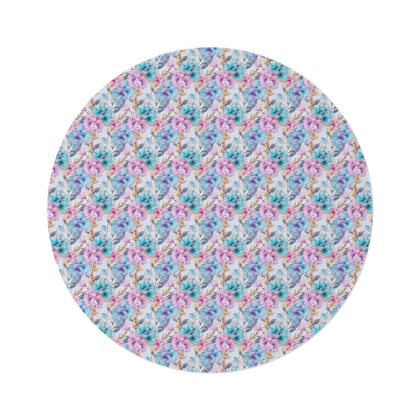 Pastel Alcohol Ink Flowers Pattern 3 Round Rug