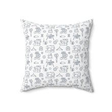 Outlined Sewing Elements Spun Polyester Square Pillow